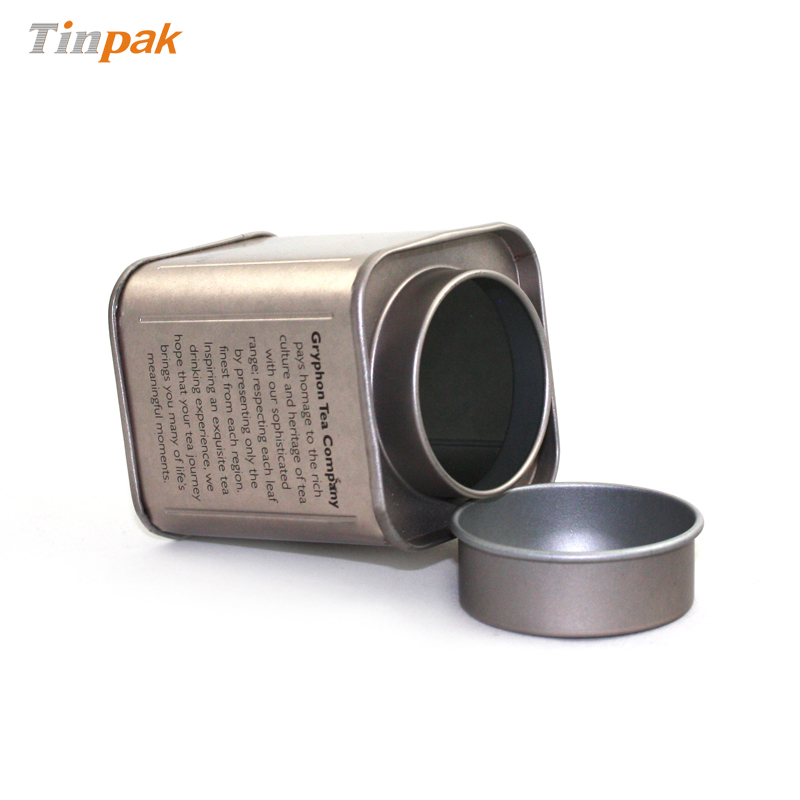 small square tea tin caddy